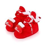 FURONGWANG6777BB Baby Mädchen Jungen Warme Weihnachtsschuhe Neugeborenen Vorwelfter Baumwollstoff Weiche Sohle Anti-Rutsch-Schuhe (Color : Red, Size : 12-18 Months)