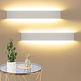 Wowatt 2er LED Wandleuchte 61cm Warmweiss 2800K Wandlampe Innen Moderne Schlafzimmer Wandbeleuchtung 20W Weiß Länglich Flurlampe Wand Treppenhaus Gips Wandlicht Aluminium Wandstrahler für W