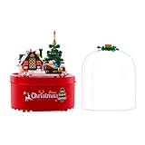 Sugeren Weihnachtsbaum und Hütte Spieluhr mit Lichtern, Weihnachten Bauklotz-Geschenk-Kit Modell, Kinder, Kompatibel mit Leg