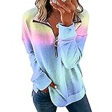 Frühjahr Sommer Langarm Bluse Damen Casual V-Ausschnitt Shirt Drucke Tunika Shirt Halber Reißverschluss Pullover Mädchen Frauen Freizeit Ob