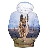Yokbeer Herren Sweatshirt Deutscher Schäferhund Loose Pullover Hoodie 3D-Digitaldruck Sweatshirt (Color : Clear, Size : M)