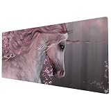 Großes Mauspad | XXL-Mauspad | Erweitertes Mauspad | Schreibtischunterlage groß | Großes Mauspad Gaming | Vollschreibtisch Mauspad | Gaming Groß | 900 x 400 Mauspad | Pink Floral Einhorn W