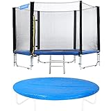 Monzana Trampolin Ø 305 cm TÜV SÜD GS Zertifiziert Komplettset inkl. Sicherheitsnetz, Leiter, Randabdeckung & Wetterplane Kindertrampolin Gartentramp