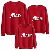 Fleecepullover Fleece Sweatshirt Herren Warm Damen Kinder Weihnachtspullover Familie Set Xmas Pullover Winter Weihnachten Fleecepulli Einfarbig Rundhals Langarm Übergröße b