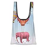 VimcustomPr Elefanten Decor rosa Elefant im Himmel mit Luftballons Illustration Daydream Fairytale Travel Wiederverwendbare faltbare umweltfreundliche Eink