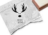 Stempel Weihnachtsstempel Red Nose Elch, Frohes Fest - Textstempel Weihnachten Rentier Karten Geschenkanhänger Basteln Weihnachtsdeko - zAcheR-fineT (mittel ca. 43 x 58 mm)