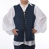 GRACEART Renaissance Herren Weste Mittelalter Ärmellos Kostüm Gothic Piraten Weste für Oktoberfest (L, blau/braun)