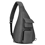 Osoce Schultertaschen, Rucksack mit einem Schultergurt und Tabletfach, leicht, für Reisen/Wandern/Fahrrad, B28-dunkelgrau, M