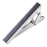 SonMo 1 Stück Tie Clips Herren Edelstahl Hochzeit Rechteckleiste Grau Krawattennadel Accessoires für Herren 4.5X0.5CM