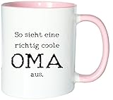 Mister Merchandise Kaffeetasse Becher So Sieht eine richtig Coole Oma aus Omi Großmutter, Farbe: Weiß-R