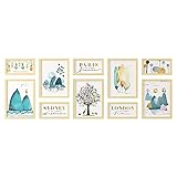 NC Gallery Wall Set Photo Frame Set with Two Different Sizes of Photo Frames Picture Frame Set Collage Used On Bedroom Wall Or Living Room(Brown(a))