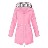 Regenjacke Damen Atmungsaktiv Regenmantel mit Kapuze Wasserdicht Windjacke Regenparka Leicht Große Größen Wanderjacke Funktionsjacke Outdoorjacken Sportjacken Zip Up Softshell Übergangsjack