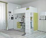 Polini Kids Kinder Hochbett mit Kleiderschrank und Schreibtisch Komplettprogramme 5 in 1