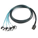 Cablecc Interner Mini-SAS-SFF-8643-Host auf abgewinkeltem 4-SATA-Zielfestplatten-6-Gbit/s-Datenserver-RAID-Kabel 1