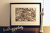 Stadtplan aus Holz zur Dekoration, als Geschenk, Geburtstag, Hochzeit oder Jubiläum, Citymap Lasercut Berlin Hamburg München Stuttgart Kö