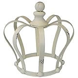 MACOSA SA77757 Deko-Krone Metall Antik-Weiß 24 x 26 cm groß Shabby Chic nostalgisch Rankhilfe Garten-Dekoration Gartenkrone Metallkrone Pflanzk