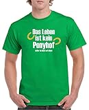 Comedy Shirts - Das Leben ist kein Ponyhof - Herren T-Shirt - Grün/Weiss-Gelb Gr. L