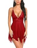 Lucyme Spitze Negligee Dessous Damen Sexy Set Unterwäsche Lingerie mit g-String