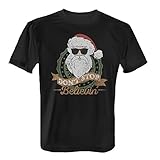 Fashionalarm Herren T-Shirt - Don't Stop Believin' | Fun Shirt als Geschenk Idee Weihnachten Heiligabend Nikolaus, Farbe:schwarz;Größe:XL