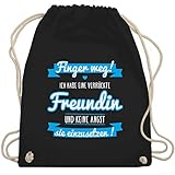 Shirtracer Statement Sprüche Kinder - Ich habe eine verrückte Freundin blau - Unisize - Schwarz - turnbeutel mit sprüchen - WM110 - Turnbeutel und Stoffbeutel aus Baumw
