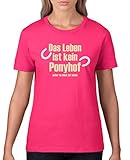 Comedy Shirts - Das Leben ist kein Ponyhof - Damen T-Shirt - Pink/Beige-Weiss Gr. L