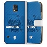 DeinDesign Klapphülle kompatibel mit Samsung Galaxy S5 Neo Handyhülle aus Leder weiß Flip Case VFL Bochum Offizielles Lizenzprodukt Aufstieg