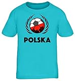 Polska Poland World Cup Fussball WM Fanfest Kids Kinder T-Shirt Fußball Polen, Größe: 122/128,türk