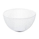 Dzwyc Obstlagerung Kreative 2-Packs Metalldraht Obstschale Obstkorb, Runde Aufbewahrungsschüssel Ablaufkorb, Für Brot, Snacks, Früchte, Gemüse Mesa (Color : White)