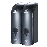 Decdeal 2-Fach Seifenspender Wandbefestigung ohne Bohren 2 x 300ml Hygienespender Shampoospender Flüssigseifenspender für Duschgel Shampoo Seife (grau)
