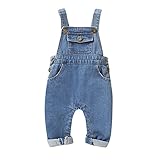 T TALENTBABY Kleinkinder Denim Strampler Hosen Baby Jungen Mädchen Hosenträger Jeans Latzhose Overall Latzhose Overalls Denim Hosen Onesie Cowboy Playsuit, Blau, 3-6 M