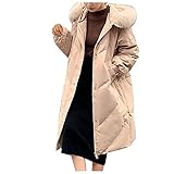 AFFGEQA Damen Jacke Warm Kältebeständige Baumwolle Jacke mit großem Plüschkragen Mantel Wattierte langärmelige Windjacke Herbst und Winter lässige Modejack