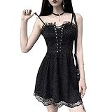 PMDKLSPQ Sommer Boho Kleid Danmen Schulterfrei Gothic Kleid ärmelloses Minikleid Sommer Minikleid Gothic Kleider Retro Vintage Steampunk Röcke Punk