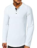 Cabeen Herren Langarmshirt Henley T-Shirt Knopfleiste Langarm mit G