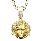 Fantex 18K Vintage vergoldete Medusa Halskette, griechische Mythologie Geschenk-Schlange Monster Statue, Hip Hop Schmuck für Männer Frauen (Gold,24''Rope)