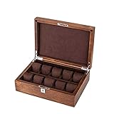 Adesign Ansehen Anzeigen Aufbewahrungsbox Schmuckkollektion Fall Organizer Holder Holz, 10 Schlitze für Display Lagerung Watchhalter mit Schloss und Tasten (Color : B)