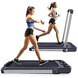 2 in 1 Folding Treadmill for Home,Googo Under Desk Treadmill Electric Walking Running Machine with 2.25HP Motor,Widened Shock Absorption Running Belt,LED Display,Phone Holder,Non-Assembly&Space Saving