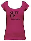 Suit Up Barney How i met Your Mother Sprüche Fun Party Clubwear USA Boat Neck Damen T-Shirt, Größe:XL;Farbe:pink