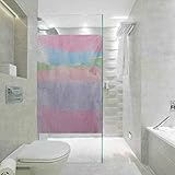 Selbstklebende Fensterfolie, abstrakter Pinsel, Aquarellfarben, groß, pastellfarben, horizontale Streifen, einfach zu installieren und wiederzuverwenden, Glasfolie, 89,9 x 199,9