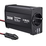 300W KFZ Wechselrichter LEICESTERCN Spannungswandler 12v 230v Stromwandler 12 auf 230 Inverter mit EU Steckdose 2 USB Anschlüsse KFZ Zigarettenanzünder Steck