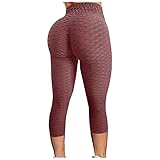 QTJY Fitness-Leggings mit hoher Taille, Push-up-Leggings für Damen, stylische einfarbige Yogahose mit hoher Taille DM