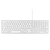 Perixx PERIBOARD-325 Tastatur aus Aluminium mit Kabel, Kompatibel mit Mac, Apple OS X, Macbook Pro/Air, Weiße Hintergrundbeleuchtung, Flache Tasten, 2 USB 2.0 Hubs, QWERTZ Lay