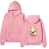 xrbanime Herren Damen Rengoku Kyoujurou Hoodie Kimetsu no Yaiba Pullover Anime Druck Sweatshirt Kapuzenpullover mit Käng