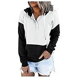 WOAIDEGUO Damen Herbst Hoodies Casual Dünn Kapuzen Sweatshirt Frauen Langarm Streetwear Button Drawstring Hooded Kapuzenpullover Kordelzug Pullover Winter Jacke M