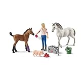 Schleich 42486 Farm World Spielset - Arztbesuch bei Stute und Fohlen, Spielzeug ab 3 J
