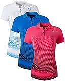 jeansian 3 Packs Damen Sport Poloshirt Polo Tee Shirt Tshirt T-Shirt Kurzarm Golf Tennis Badminton Dry Fit SWT251 PackF S