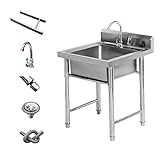 J-DYHGB Komplettspüle Spüle Edelstahl Standwaschbecken - Mobiles Outdoor Spültisch - Industrie Spülbecken Mit Armatur - Camping Waschbecken Für Garage Garten Singleküche (Size : L50cm W50cm H80cm)