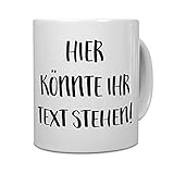 PrintPlanet® - Tasse mit eigenem Text bedrucken lassen - Kaffeebecher mit Wunschtext oder Spruch personalisieren - Becher Weiß