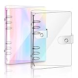 A5-Notizbuchordner, weicher PVC-Einband, Ordner für nachfüllbares Papier (lose Blätter), Planer, transparent/regenbogenfarben, 2 Stück (A5)