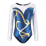 ESHOO Leotards Trikots für Mädchen Tanz Ballett Gymnastik Langarm Sparkle Body Blau Lila Rosa 5-12 J