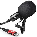 Pixel Professionelles Mikrofon mit 3 m MFi-Zertifiziertem Lightning Kabel, Omnidirektionales Mikrofon für iPhone/iPad, Kondensator Ansteckmikrofon für YouTube, Interview, Videoaufnahme, Live-Streaming